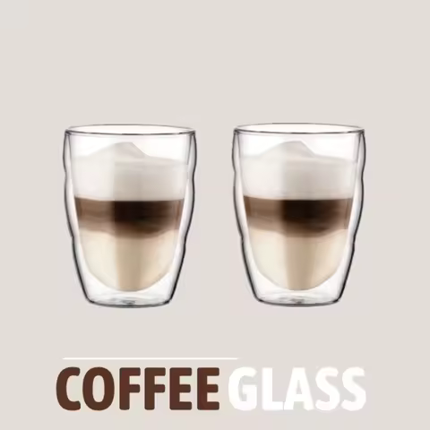 Arshen 250ML Double Wall Shot Glass Clear Handmade Heat Resistant Tea Drink Cups Healthy Drink Mug C