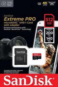 Extreme PRO 512GB microSD UHS-I Card with Adapter (SDSQXCD-512G-GN6MA) (平行進口)