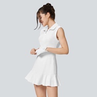 Jaga Linda ชุดเดรสนักเทนนิสกอล์ฟแขนกุดผู้หญิงซิปปกเสื้อโปโลชุดเดรสใส่เล่นเทนนิสแห้งเร็วชุดออกกำลังผู