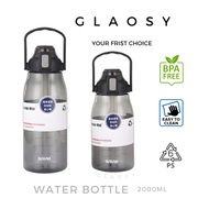 2000ML - Ins Water Bottle Drinking Botol Air Besar Bekas Air Minuman Plastic Transparent Sport Bottl