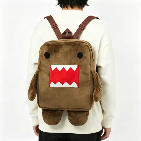 1/5/8pcs Kawaii Domo-kun Plush Bag Cute Brown Stuffed Backpack Cartoon Domo Kun Stuffed Bag Birthday