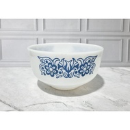 Made in USA Federal Milk Glass 2 1/2 Quart Mixing Bowl Blue Floral Tulip