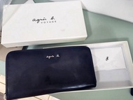 Agnes b wallet 黑色漆皮 長款 銀包