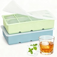 Large Square Ice Cube Molds (2-Pack),Silicone Ice Cube Trays for Freezer with Lid,Easy Release Stack