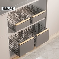 GSlife Kitchen Pull Out Basket Cabinet Rack Large Capacity and Easy to Store With Guide Rail