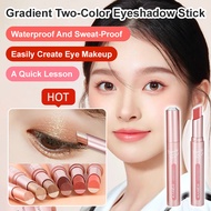 【2-in-1 Gradient】Dual-Tone Creamy Eyeshadow Stick Easy Blend Long-Lasting Makeup / Everyday Natural 