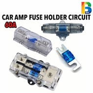 60A Car Amplifier Fuse Holder Box Circuit Power Amp  2 4 Channel Monoblock Audio Accessories