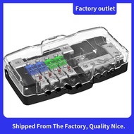 Car Audio Fuse Holder for Automotive Systems 4 Way Fuse Distribution Box 12V 0/4 Gauge with Ground