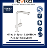 Grohe 32168DC0 Minta L-Spout SuperSteel Pull Out Sink Mixer Tap