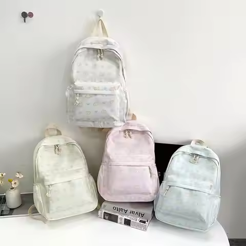【CC22】Cute Cartoon Cat Printed Backpack Large Capacity Student Schoolbag Fashion Trendy Girly Bag Po