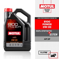 MOTUL 8100 POWER 0W20 5L 100% Synthetic ESTER SP Performance Engine Oil