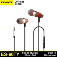 Awei ES-60TY In-Ear Sports Wired Headphone High Quality Performance Audio Earphone Suitable for 3.5mm Jack