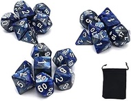 DollaTek Polyhedral Dice Set Table Games Dice 3 Sets Dice 3 x 7 (21 Pieces) Dice Series D20 D12 D10 