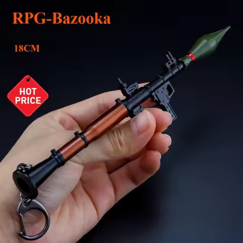 New 18cm Mini RPG7 Bazooka Metal Keychain Rocket Launcher Alloy Model Men's Gift Desktop Ornaments
