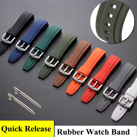 20mm 22mm Silicone New Sports Fashion Belt One Piece FKM Watch Strap Rubber Watch Band Wristband for