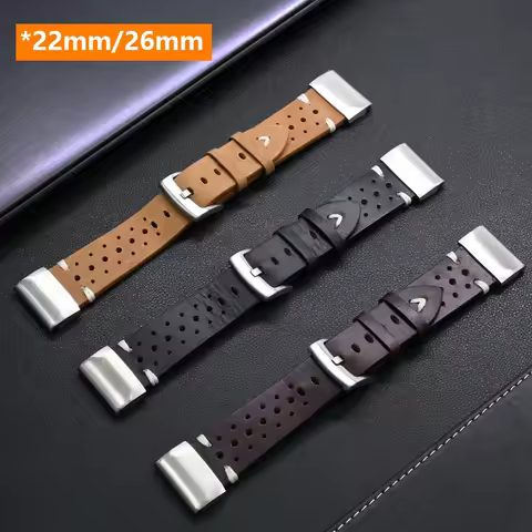 22mm 26mm Genuine Leather Strap for Garmin Enduro 3 Fenix 8 47mm 51mm Quick Fit Bracelet for Garmin 
