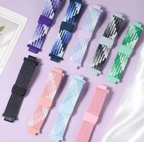Brilliant Magnetic Absorption Flash Buckle Woven Watchband Compatible with Genius Phone Watch Z10 Z9