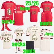 The Reds Mohamed Salah Darwin Nunez 25/26 LiVerPools Home Away Soccer Jersey suit （with pants and so