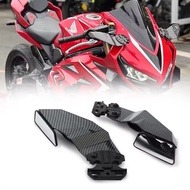 Motorcycle Side Winglet Kit Spoiler Fairing Rear View Mirror BLACK/CARBON FIBER Fixed Wing Kit For H