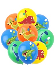 10入組乳膠可愛恐龍圖案裝飾氣球適用於派對