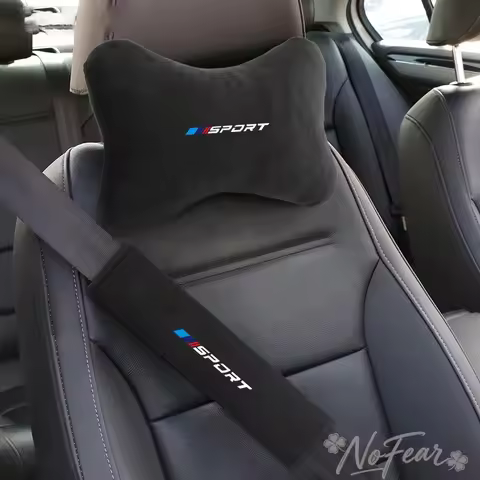 Car Headrest Neck Support Seat Pillow Protector Neck Compatible For BMW M Emblem E46 E36 E34 F10 E90