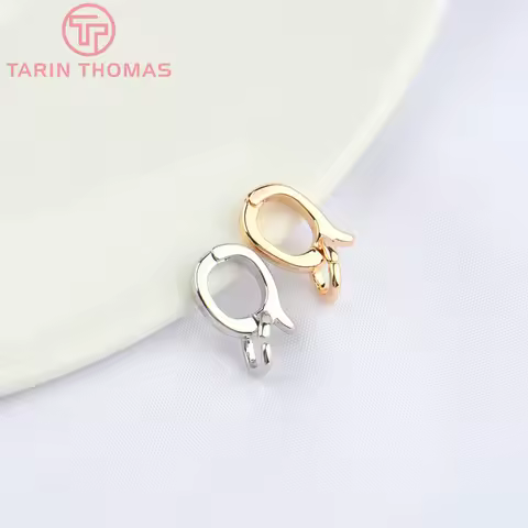 (5129) 8x12.5MM 24K Gold Color Brass with Zircon Bracelet Charms Connector Clasp High Quality DIY Je