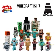 Minecraft ACTION FIGURE 1 SET Contains 17PCS Miniature GAMING Collection Children's Study Table Decoration