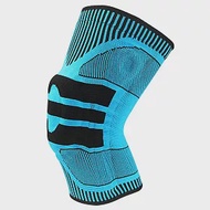 TRUSTO 舒適針織彈力支撐護膝 矽膠圈升級保護半月板 健身跑步籃球男女適用 藍M