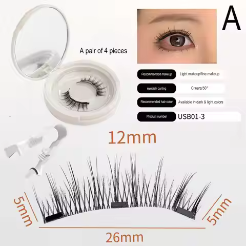 3D Natural Magnetic Eyelashes With 4PCS Magnet Lashes Applicater Reusable Magnetic False Eyelashes 3