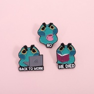 Funny Back To Work Frog Brooch Pins Workers Frog Brooch Metal Badges Backpack Accessories Gifts for 