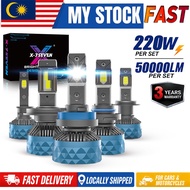 X-7SEVEN LED Lampu Depan Kereta 220W 50000LM CANBUS H4 H7 H11 HB3 HB4 Super Bright 3 Years Warranty