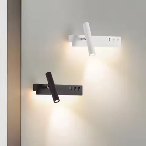 Nordic Modern Bedside Reading LED Wall Lamp With Switch USB living Room Background Wall Light Creati