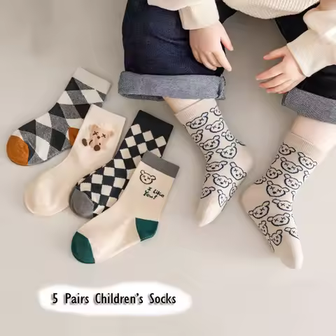 1-9T Kids Boys Girls Socks Spring Autumn Cozy Sock Cute Bear Pattern Cotton Socks Children