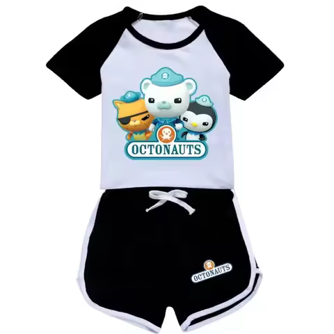 72th Anime Cosplay Movie Octonauts Baby Kids Clothing Casual Sport Suit for Boys Girl Short Sleeve T