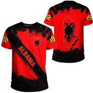 Albania Flag Mens T-shirt 3D Print Albanian National Emblem y2k Tops Short Sleeve O-Neck Oversized S