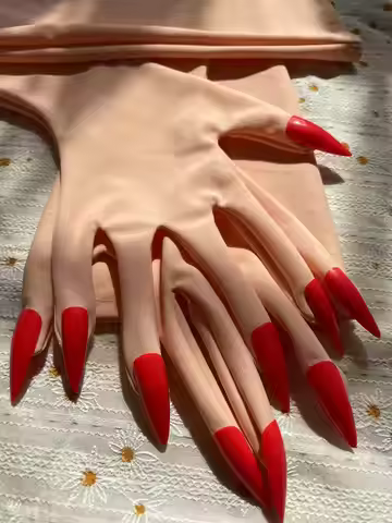 Women's None Shiny Flesh Spandex Zentai Glove Fetish Crossdress Men's Cosplay Kigurumi Gloves With N