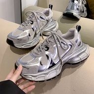 2 Colors Large Size 36-42 Daddy Shoes Women Thick-Soled Heightened Silver Casual Sports Shoes Spring