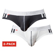 กางเกงในชาย GX3 Mens Underwear Gloss Sports Mono Tone Brief 2-PACK By TonyJocks ผ้าบาง ลื่น สีขาวและ