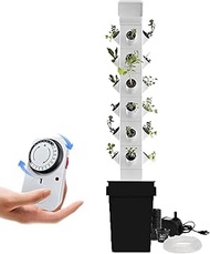 Hydroponics Growing System, 12/16/20/24 Pods Vertical Hydroponics Tower, Smart Garden Planter Germination Kit, with Hydrating Pump, Adapter, Net Pots, Timer for Herbs,Vegetables 24hole