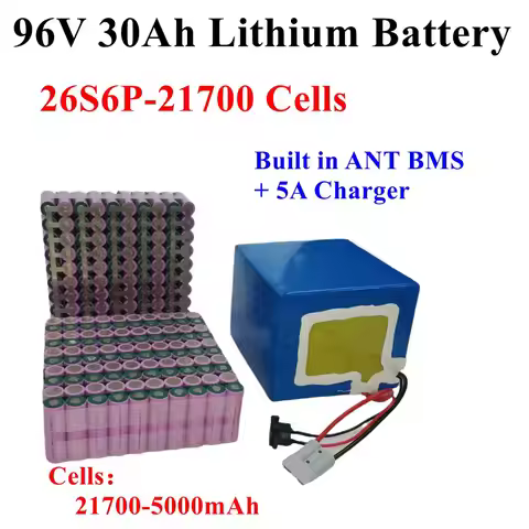 Batterie lithium-ion 96V, 30Ah, 26S 21700Cell BMS, pour moteur de robot 5000W, scooter, vélo, fourgo