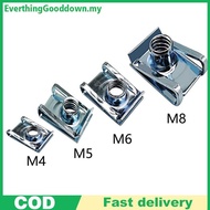 Ed 10pcs M4/M5/M6/M8 Car Spring Steel U Type Clips with Thread 8mm 5mm 6mm 4mm Reed Nuts for Auto Mo