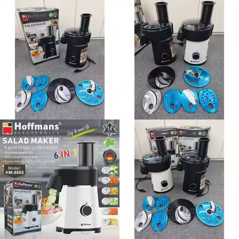 Hoffmans 6 in 1 Electric Salad Maker 200W Multi Function Vegetable Cutter Slicer Shredder Grater for