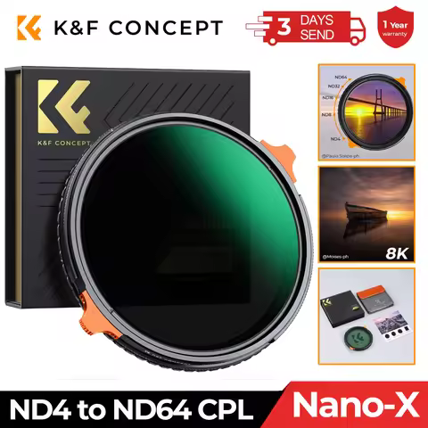 K&F CONCEPT 37-82mm 2 in 1 Filter ND4 to ND64 Variable ND CPL Circular Polarizing Filter Nano X Came