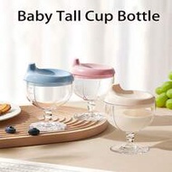 1pc 150ml Plastic Stemmed Glass Cup, Baby Juice Cup Toddler Water Cup With Straw, Anti-Drop