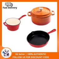 Beafash Enameled Cast Iron Dutch Oven Pot / Cast Iron Skillet / Milk Pot-  Red/Orange