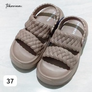 Tokosiam Sandal Wedge SlopWanita Woven Hengrun BackTALI POLOS 925B5E Real Pict Size 37 38 39 40 41_p