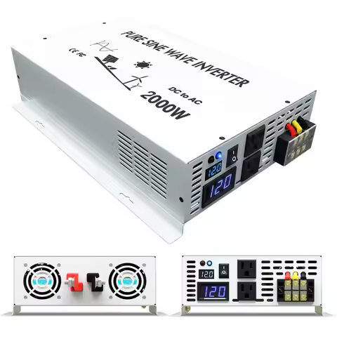 Pure Sine Wave Inverter Power 2KW 24V 220V Solar Panel Wind Inverter Battery Transformer Converter 1