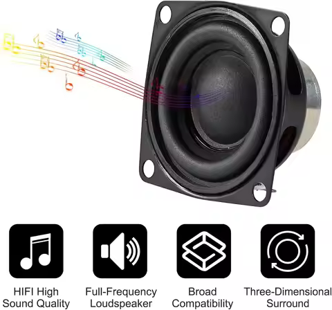 2" 8Ohm 10W DIY Small Full Range Audio Speaker Stereo Woofer Loudspeaker for Arduino and DIY Speaker