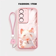 VRQR for Oppo Realme C85 C71 C75X C75 C65 C55 4G Narzo N55 Case Cute Smiling Cat with Flower Hanging