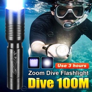 Diving 100M Underwater Lantern Led Rechargeable Portable Zoom Professional Underwater Lantern IP68 Waterproof Diving Flashlight Diving Flashlights